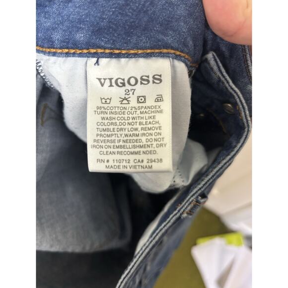 Vigoss Ace Skinny Button Fly High Rise Stretch Jeans Size 27 Raw Hem - Picture 7 of 7